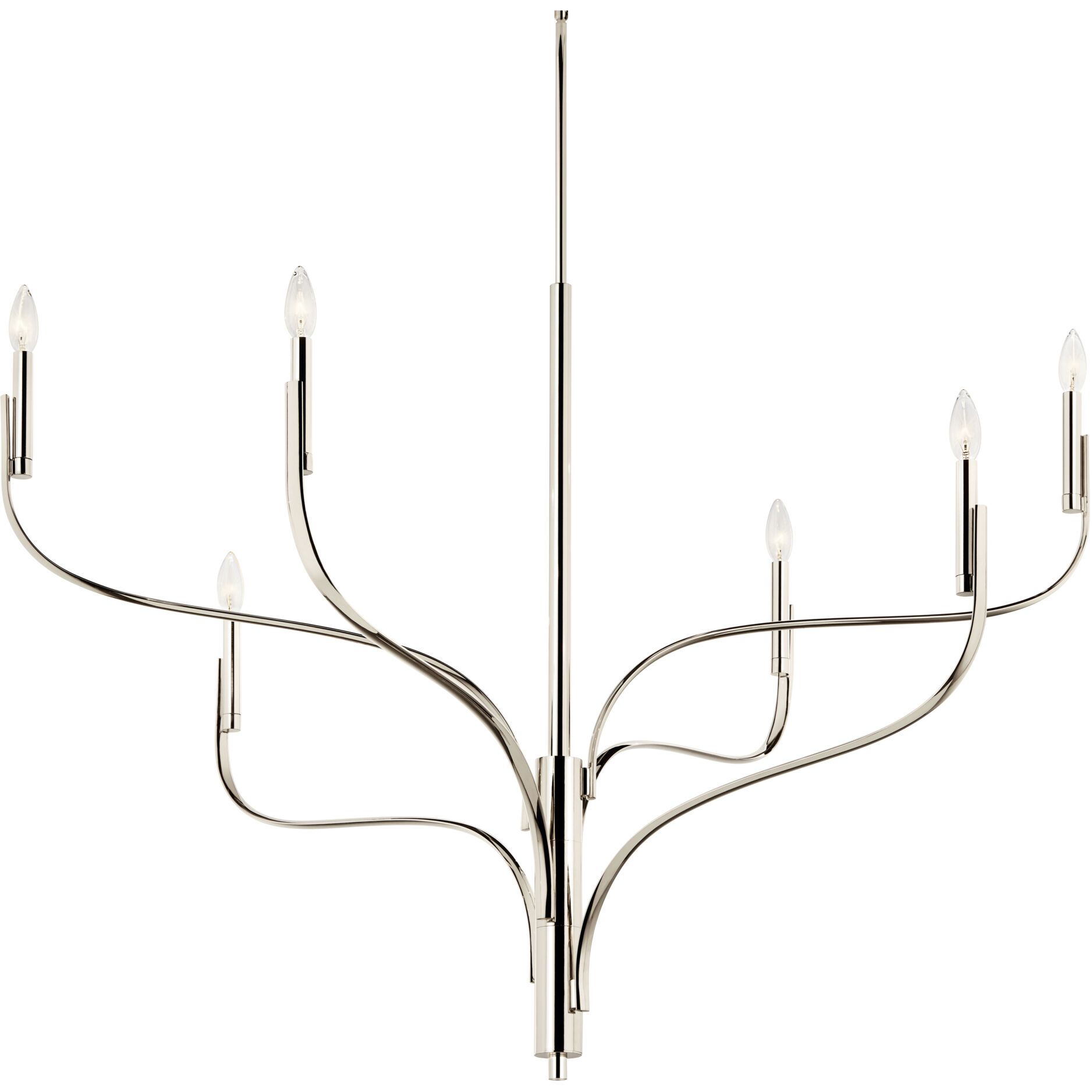 Livadia 6 Light Polished Nickel Chandelier Ceiling Light, 1 Tier Large