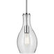 Everly 1 Light Chrome Pendant Ceiling Light in Clear Seeded