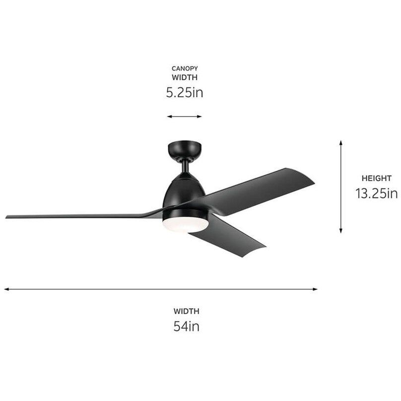 Fit 54 inch Satin Black with Satin Natural Black Blades Ceiling Fan