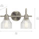 Avery 2 Light 15 inch Brushed Nickel Wall Mt Bath 2 Arm Wall Light