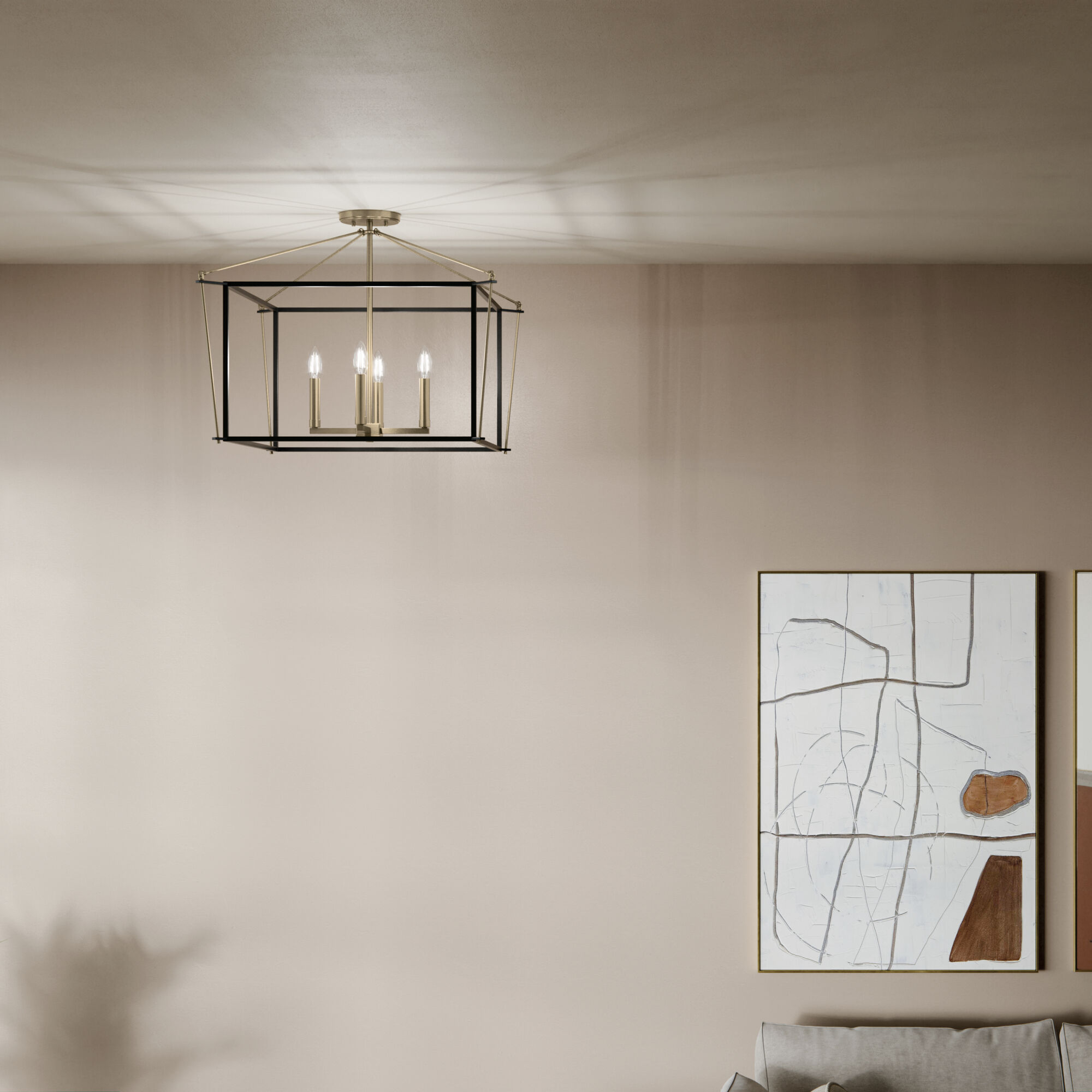 Eisley 4 Light 24 inch Champagne Bronze Semi Flush Light Ceiling Light