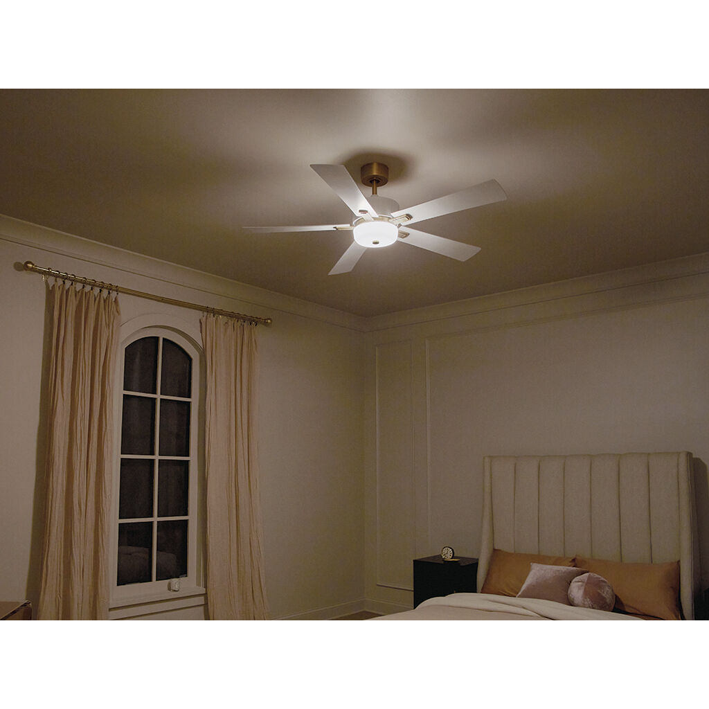 Icon 56 inch Brushed Natural Brass with White Blades Ceiling Fan