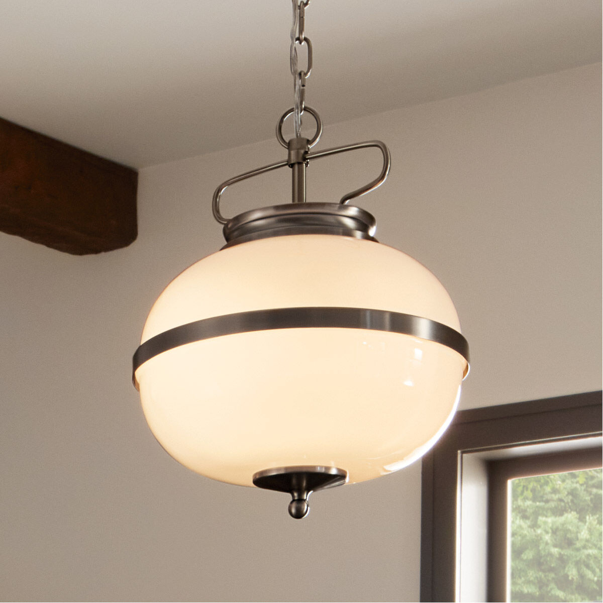 Homestead Opal 2 Light 12.25 inch Classic Pewter Pendant Ceiling Light