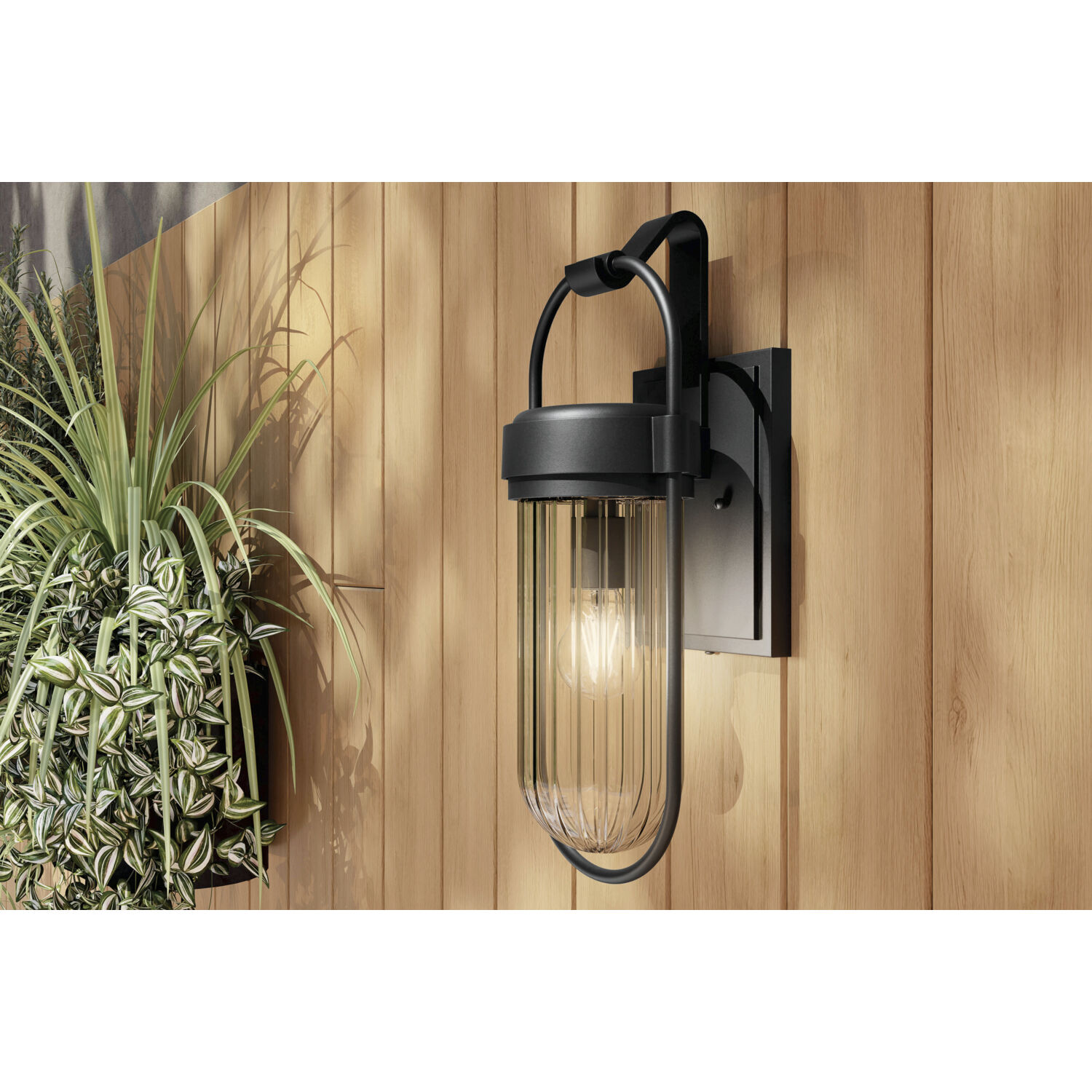 Brix 1 Light 19.25 inch Black Textured Outdoor Wall, Medium