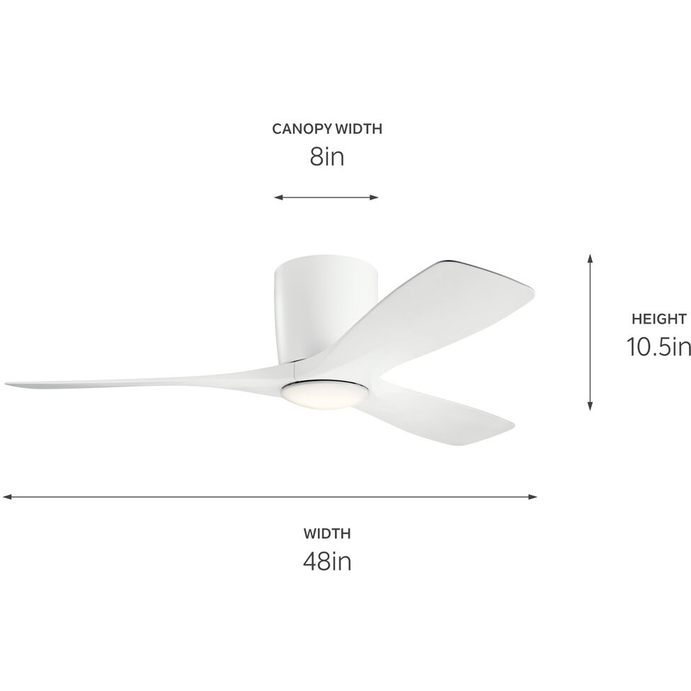 Volos 48 inch Matte White Ceiling Fan