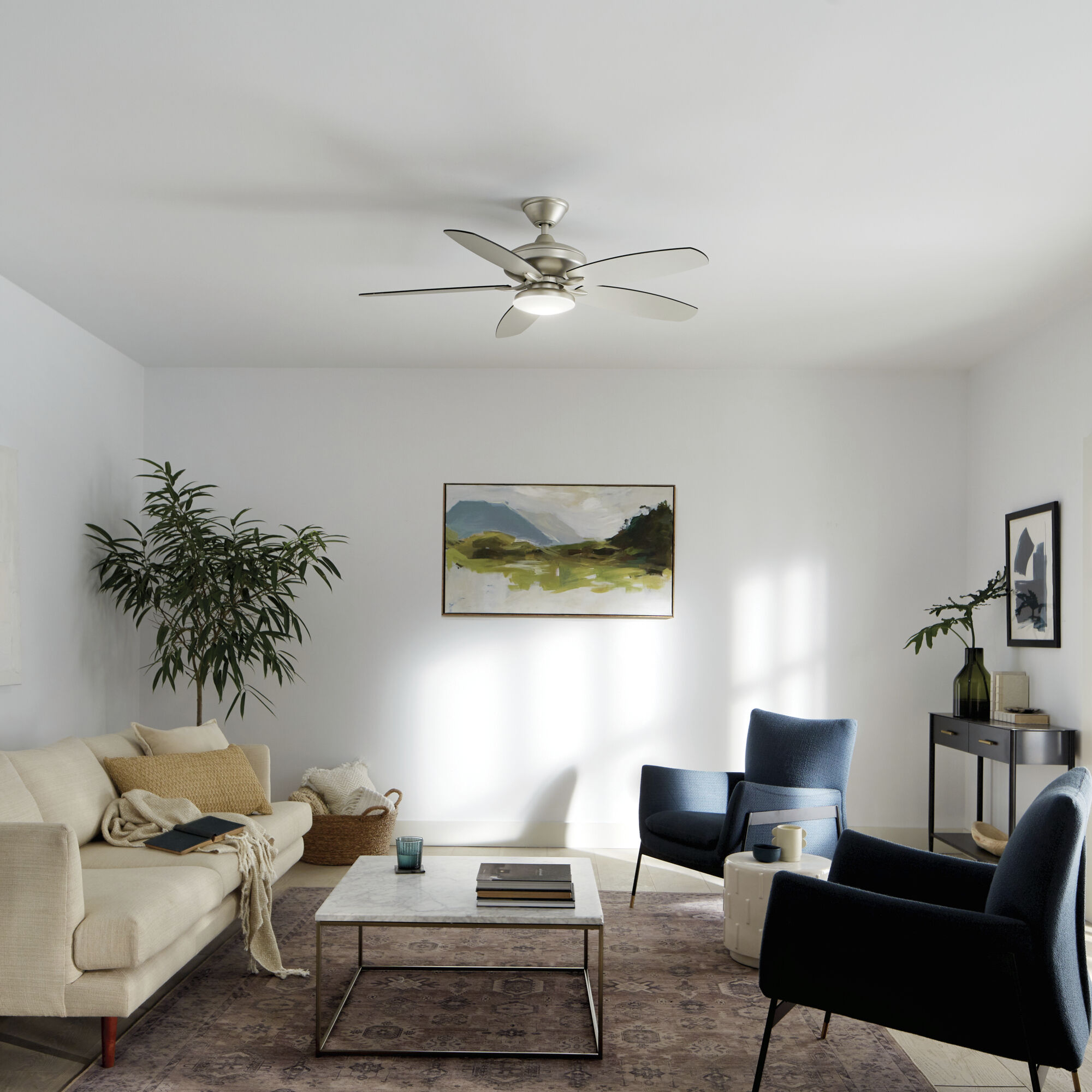 Renew Designer 52 inch Painted Brushed Nickel with Silver Blades Ceiling Fan