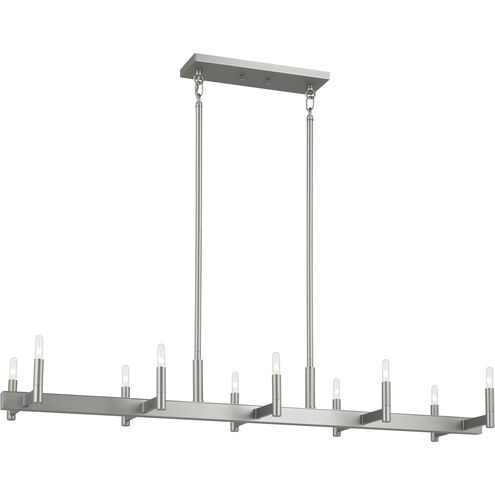Erzo 10 Light 12.75 inch Satin Nickel Chandelier Linear Ceiling Light, Single