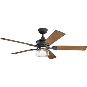 Lyndon 60 inch Distressed Black with Walnut Shadowed Blades Ceiling Fan