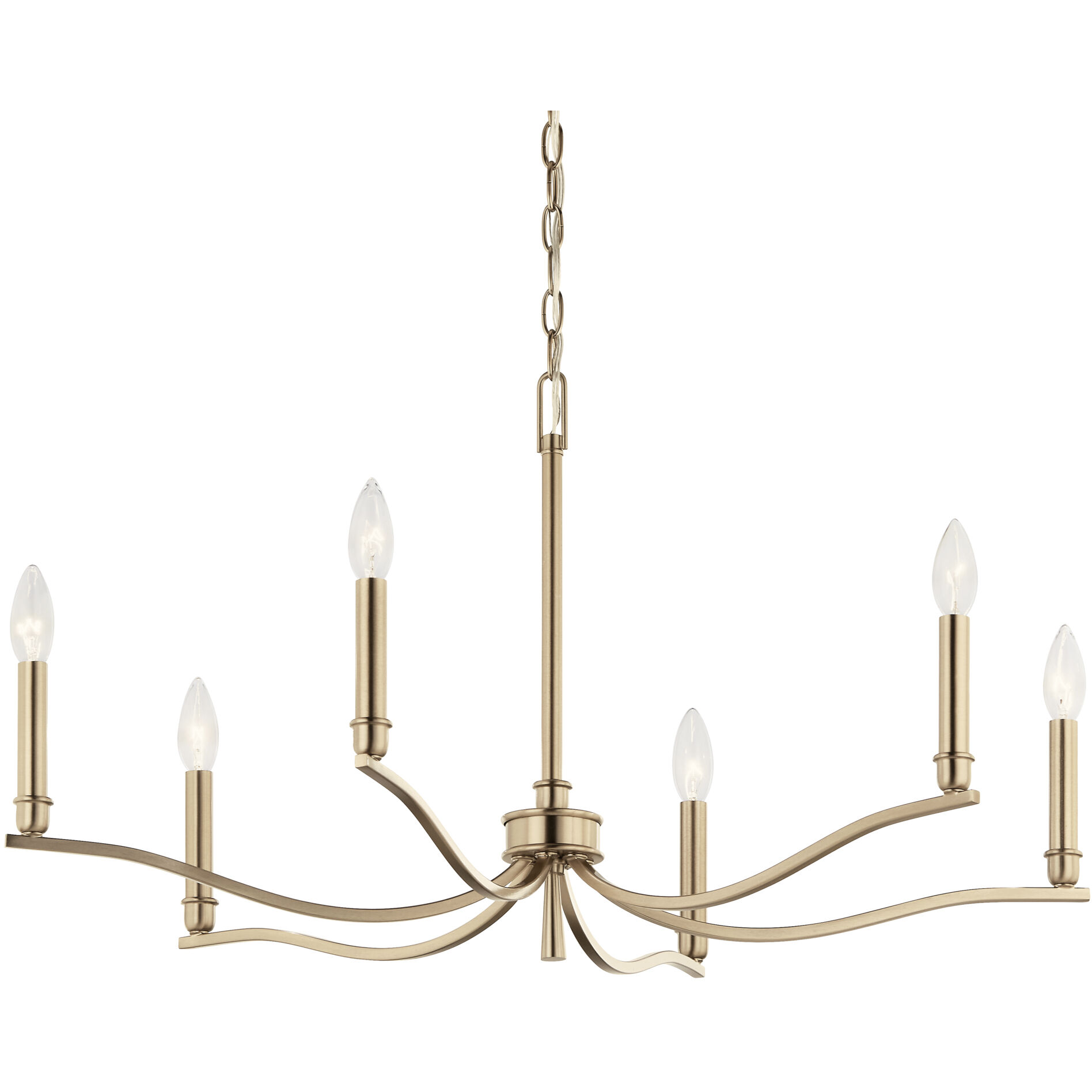 Malene 6 Light Champagne Bronze Chandelier Ceiling Light, 1 Tier Small