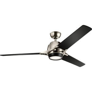 Zeus 60 inch Polished Nickel with Black Blades Ceiling Fan