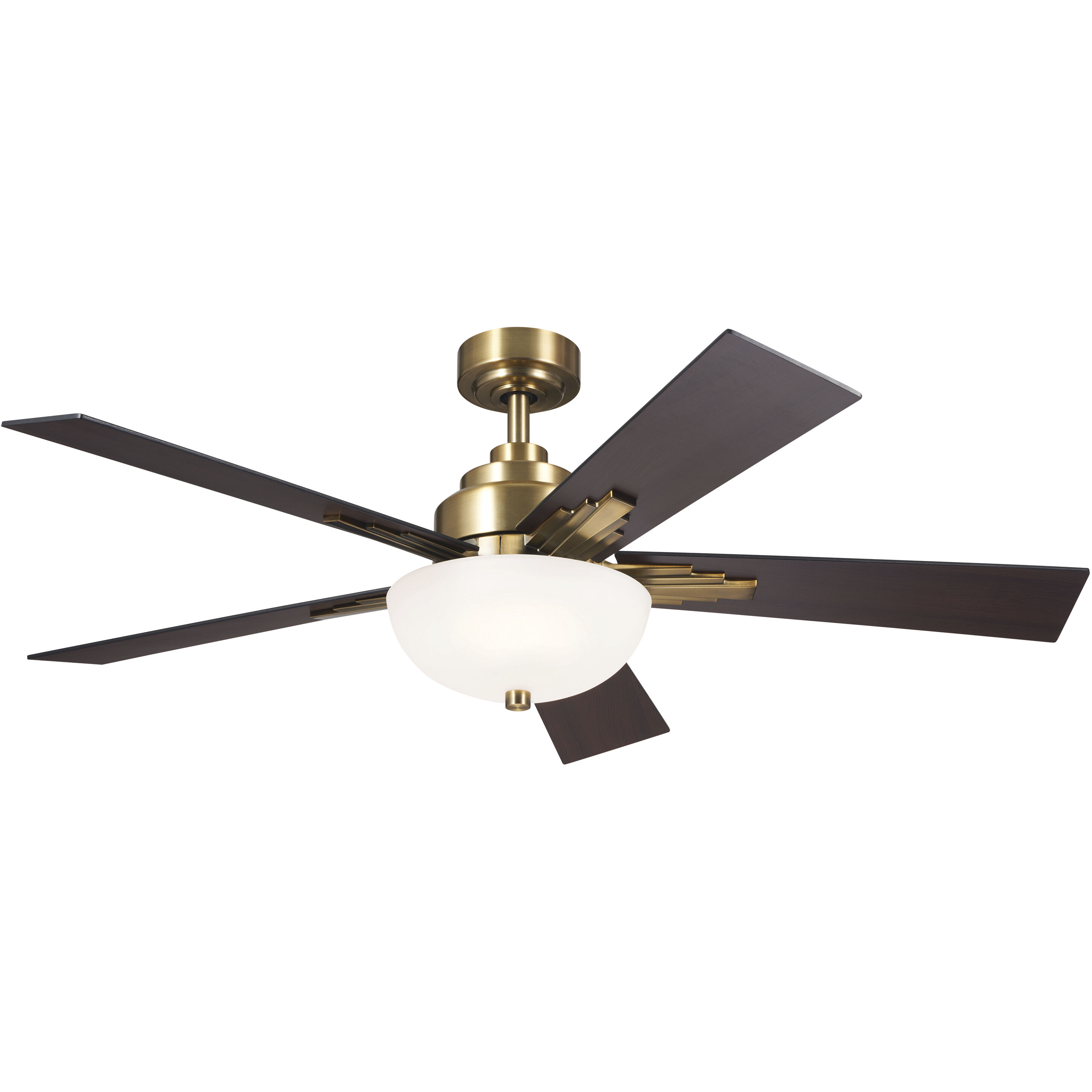 Vinea 52 inch Brushed Natural Brass with Black Blades Ceiling Fan