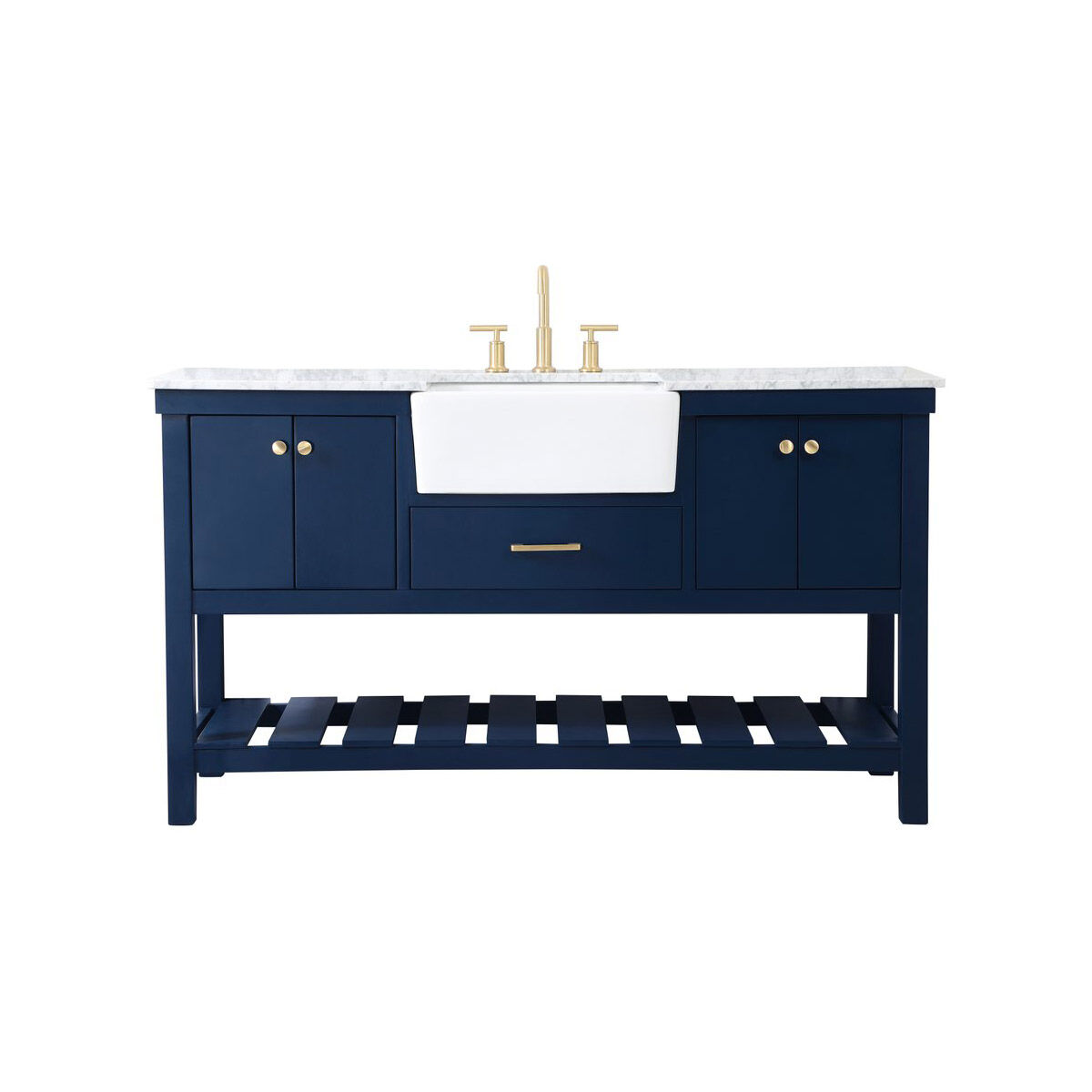 Clement 60 X 22 X 34.13 inch Blue Bathroom Vanity Cabinet