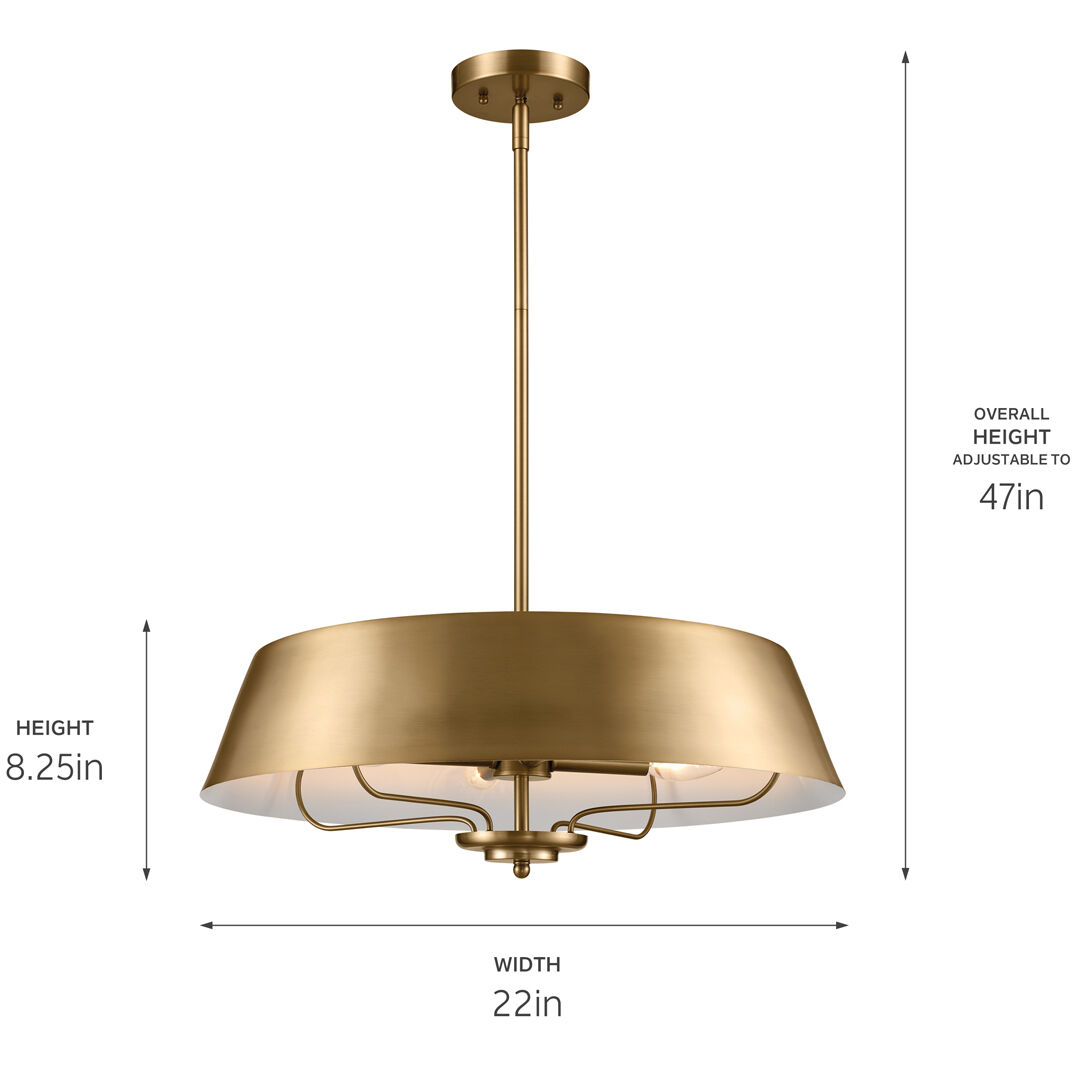 Luella 4 Light 22 inch Brushed Natural Brass Pendant Ceiling Light