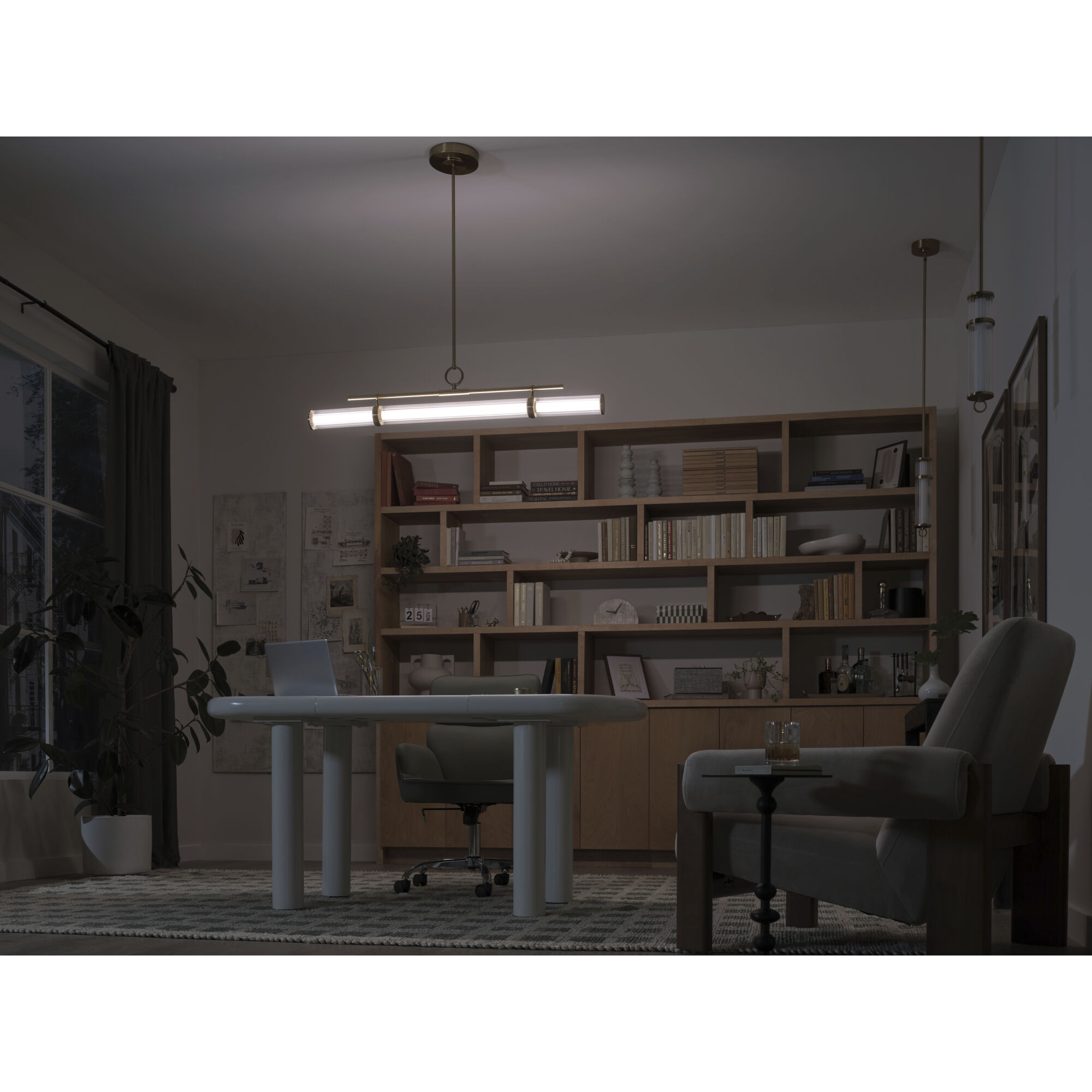 Riven LED 8 inch Champagne Bronze Chandelier Linear Ceiling Light