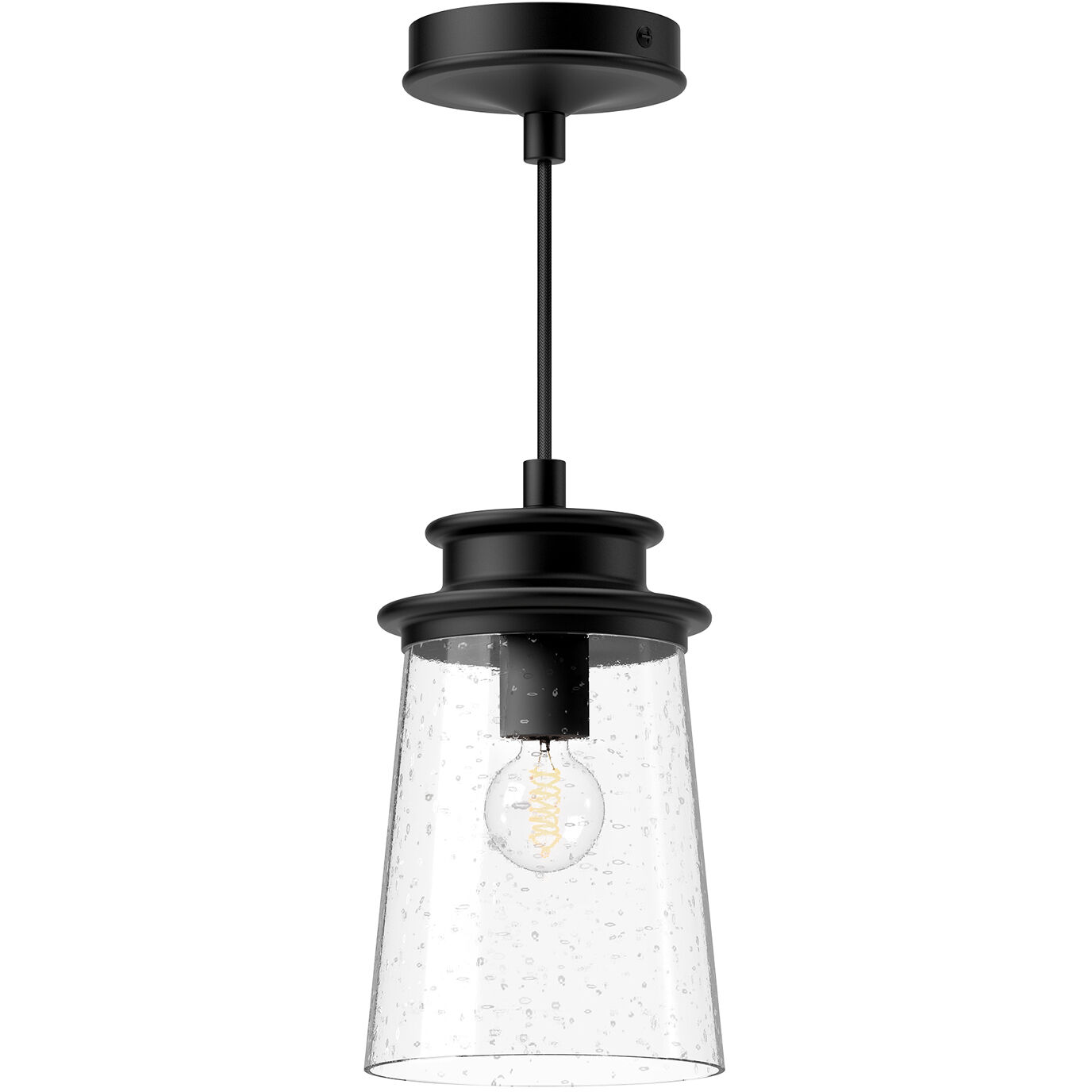 Alora Mood Quincy 1 Light 6 inch Clear Bubble Glass/Textured Black Exterior Pendant