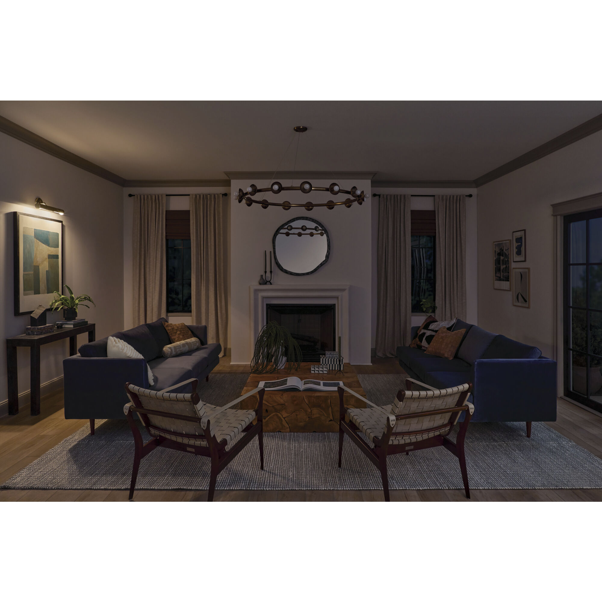 Delvin 6 Light 44.25 inch Champagne Bronze with Black Chandelier Linear Ceiling Light, Single