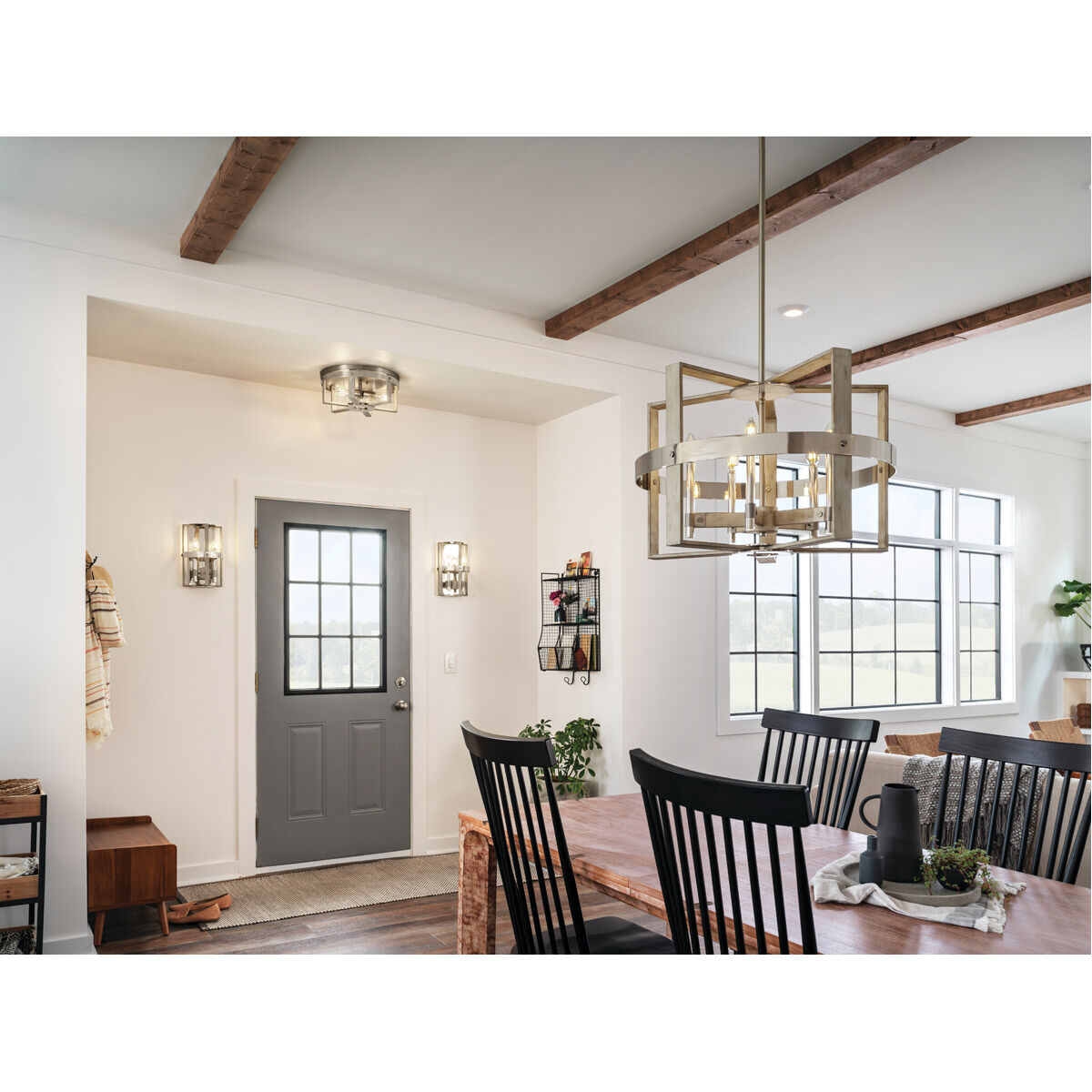 Peyton 5 Light 26 inch White Washed Wood Chandelier 1 Tier Medium Ceiling Light, Medium