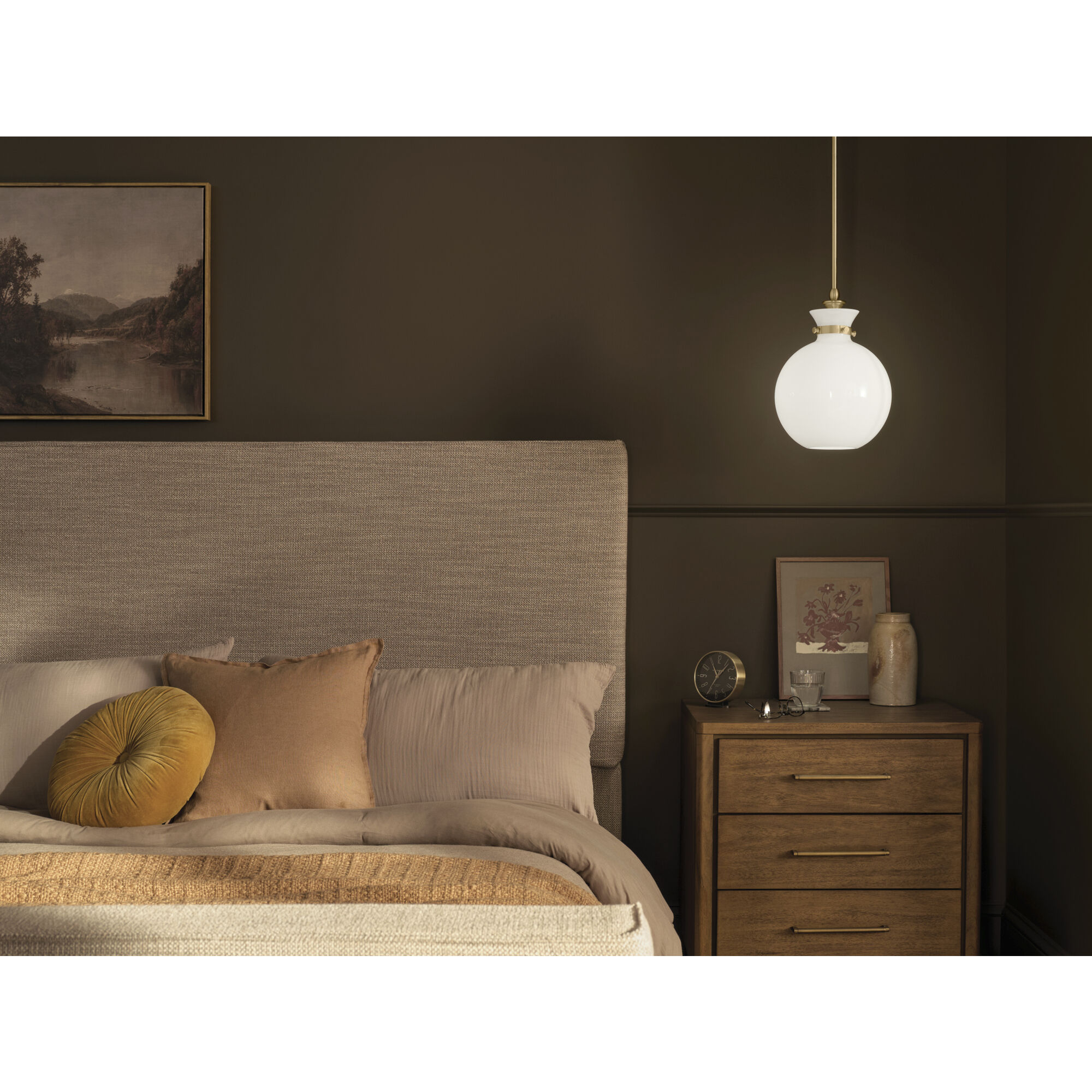 Laria 1 Light Champagne Bronze Pendant Ceiling Light in Opal