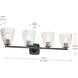 Marant 4 Light 33.25 inch Black Vanity Light Wall Light