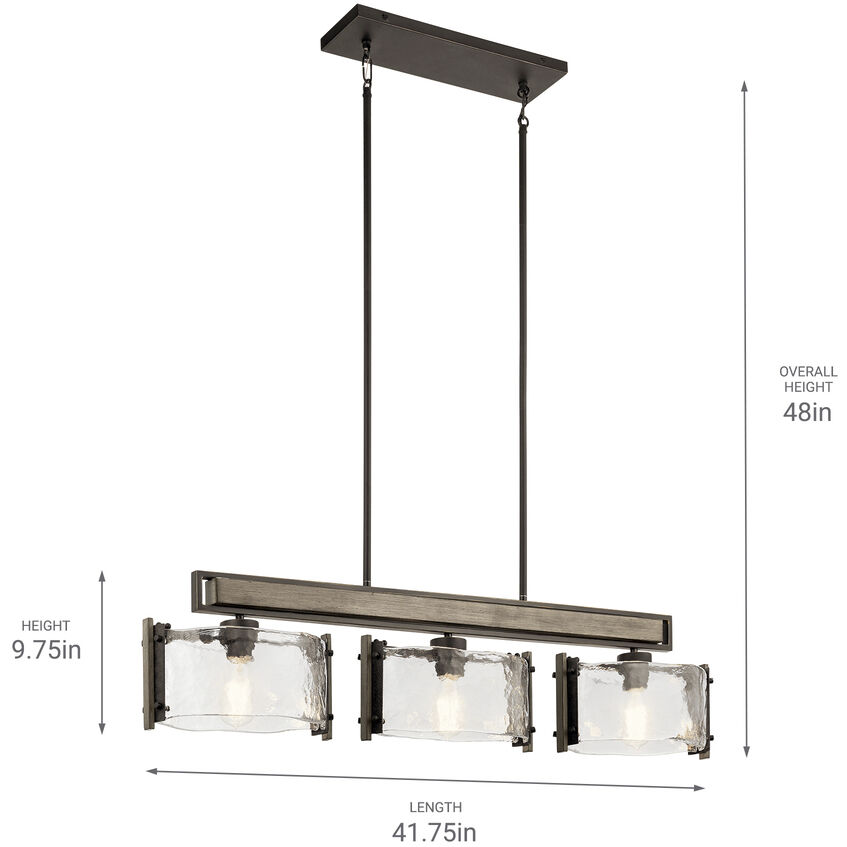 Aberdeen 3 Light 7.75 inch Olde Bronze Chandelier Linear Ceiling Light, Single