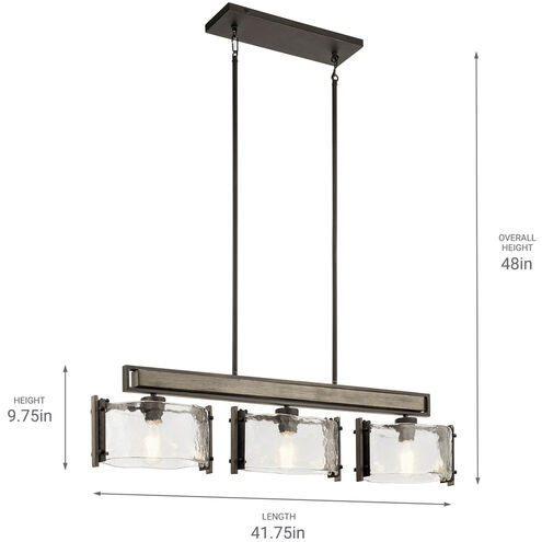 Aberdeen 3 Light 7.75 inch Olde Bronze Chandelier Linear Ceiling Light, Single