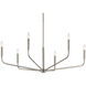 Madden 6 Light Brushed Nickel Chandelier Ceiling Light, 1 Tier Large