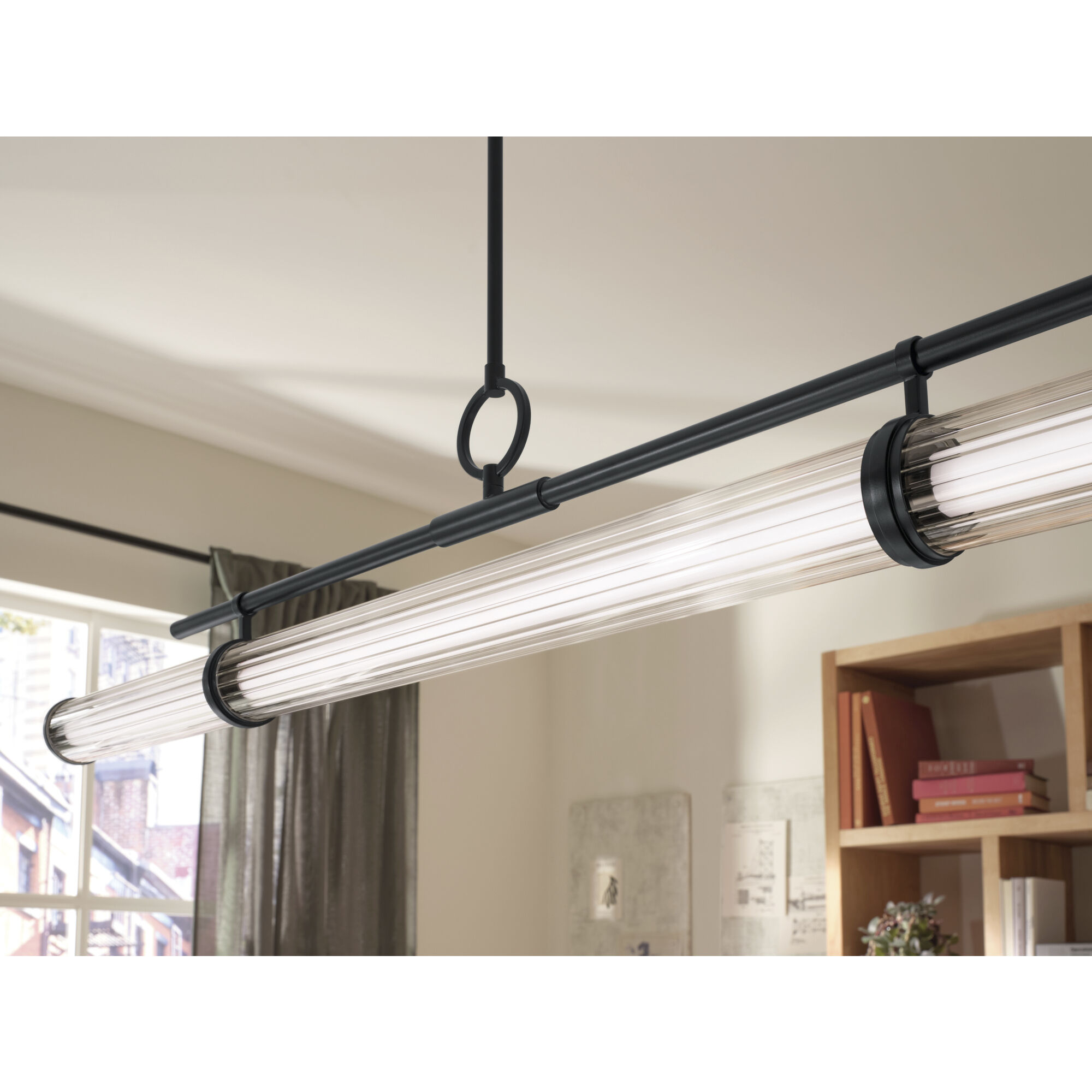 Riven LED 8 inch Black Chandelier Linear Ceiling Light