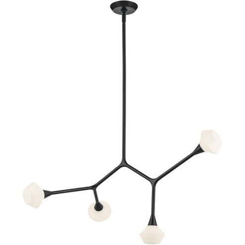 Cassius 4 Light 5.25 inch Black Chandelier Ceiling Light, Convertible