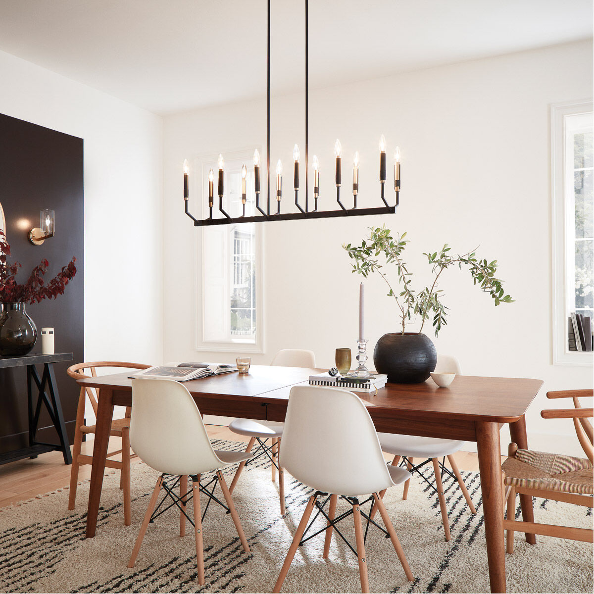 Armand 12 Light 9.5 inch Black Chandelier Linear Ceiling Light