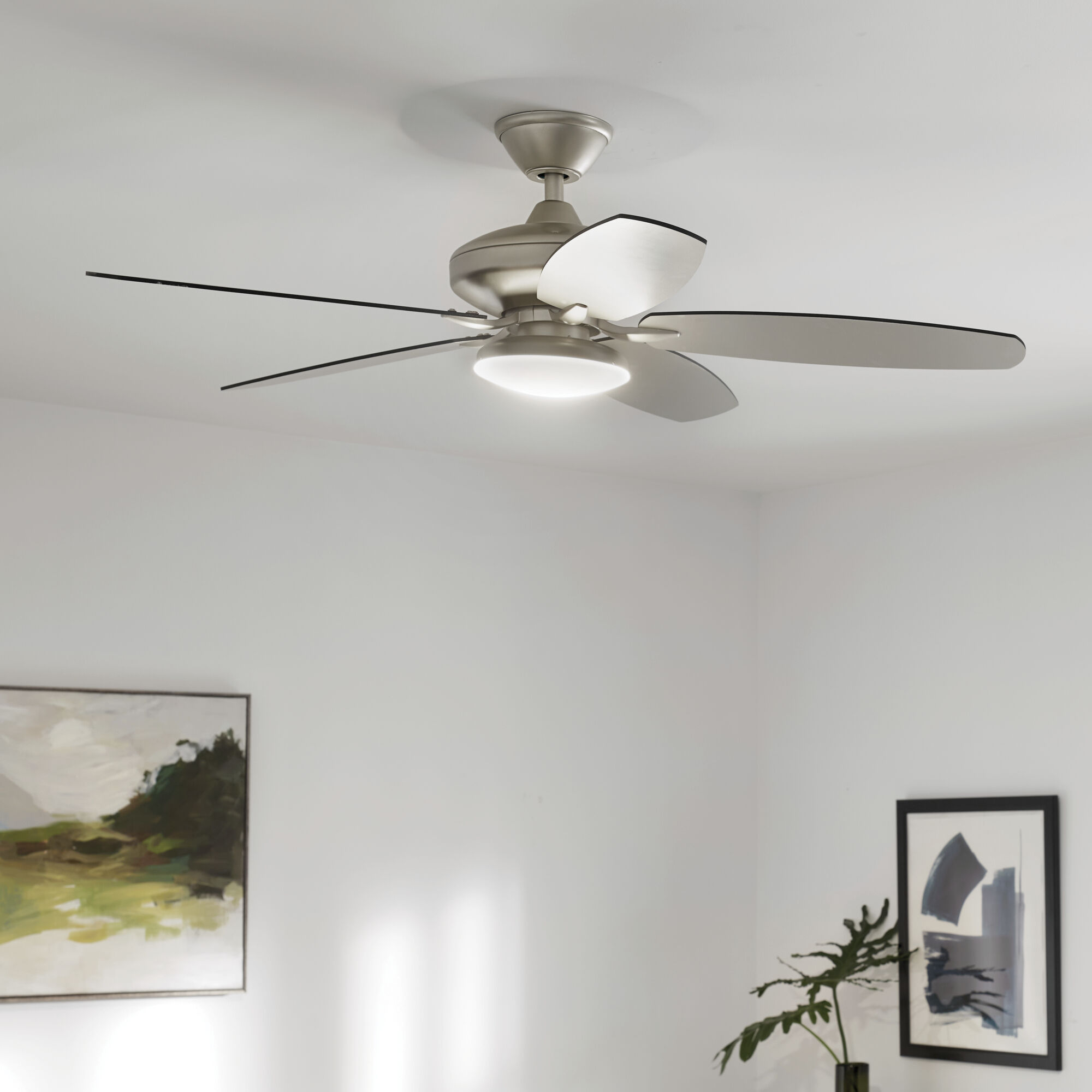 Renew Designer 52 inch Painted Brushed Nickel with Silver Blades Ceiling Fan