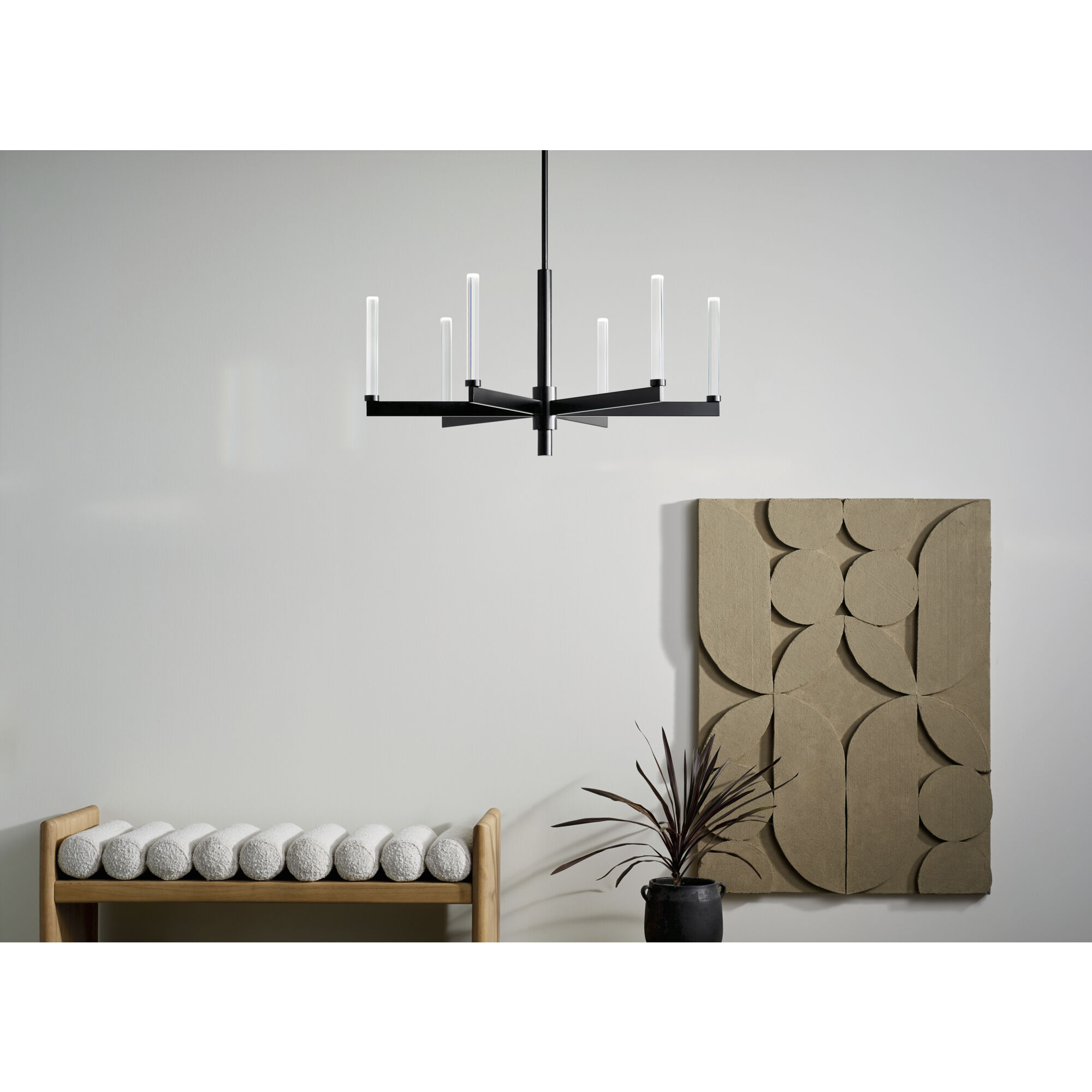 Sycara LED Black Chandelier Ceiling Light, 1 Tier Medium