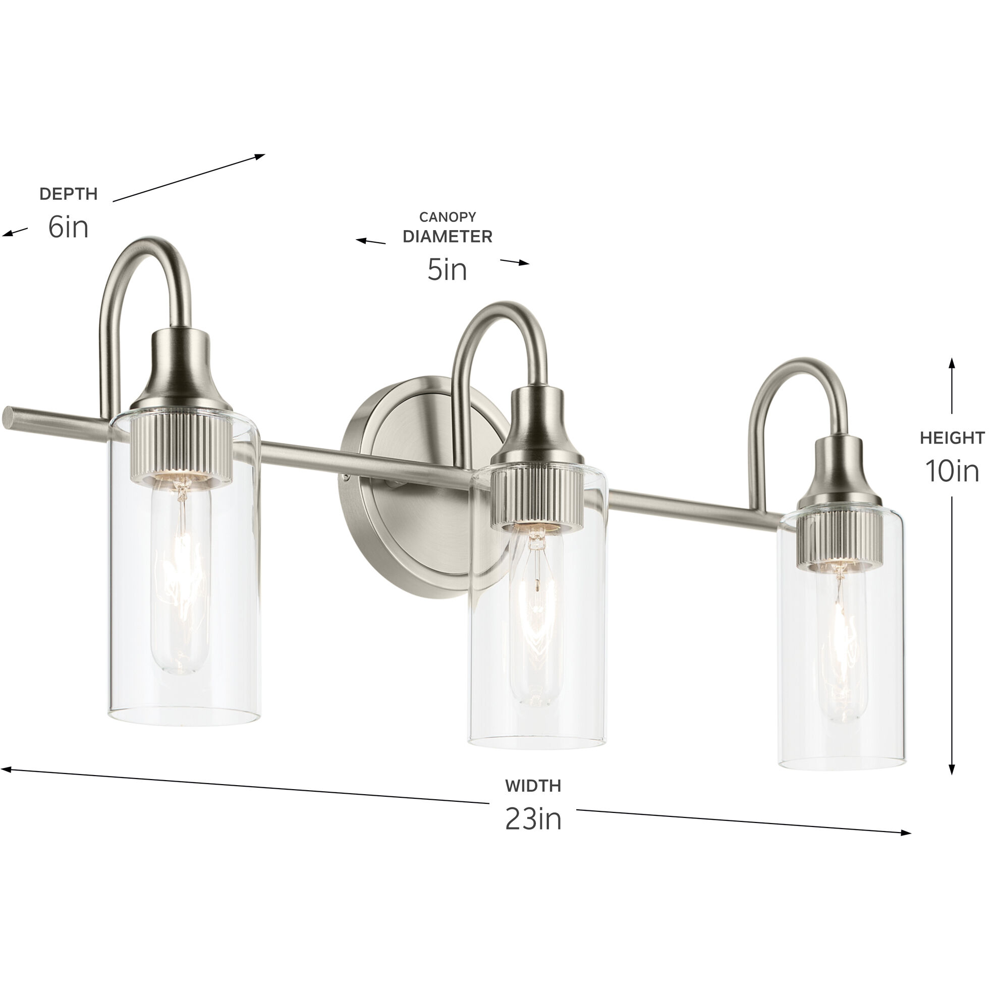 Kavi 3 Light 23 inch Brushed Nickel Vanity Light Wall Light