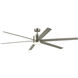 Loa 80 inch Painted Brushed Nickel with Silver Blades Ceiling Fan