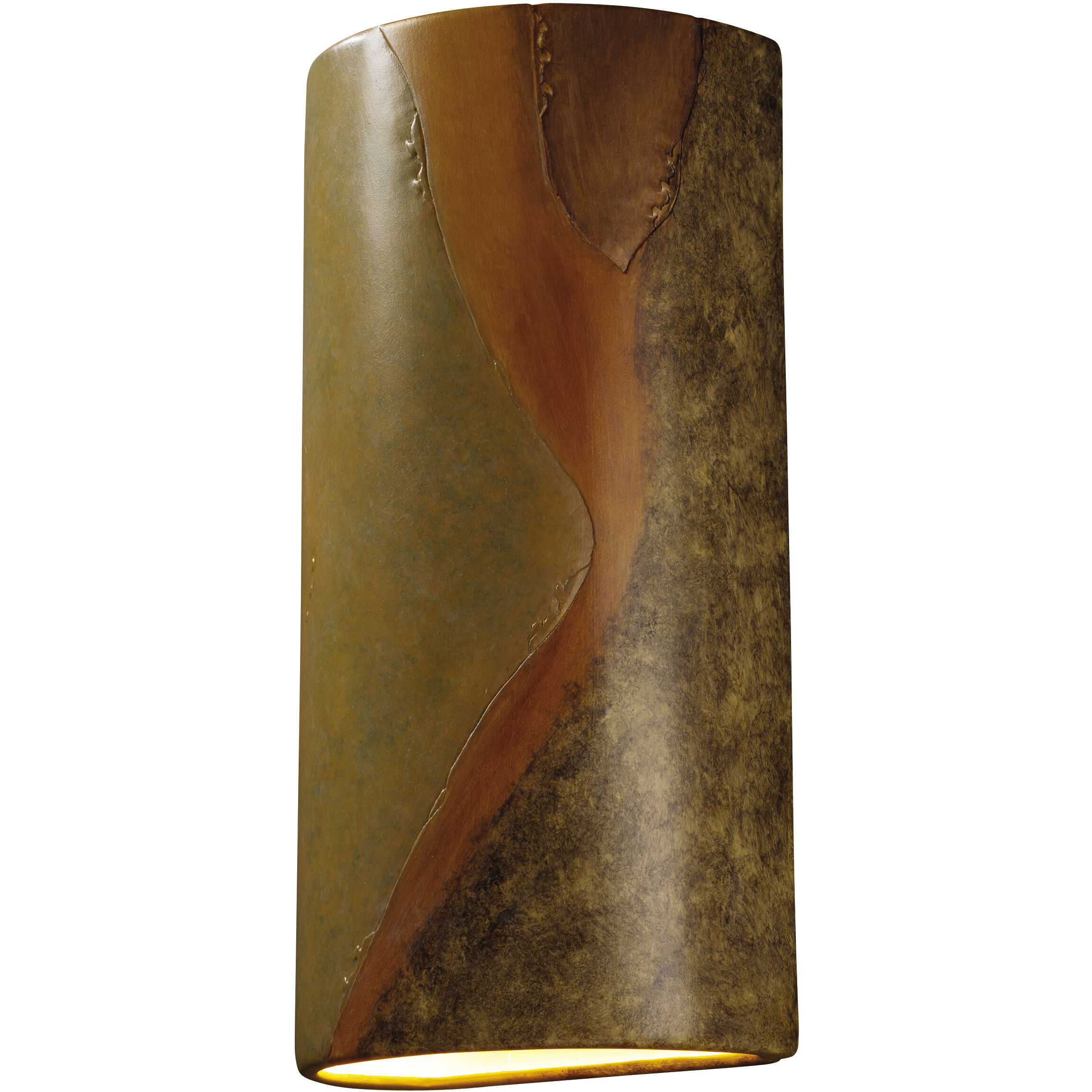 Ambiance Cylinder LED 21 inch Celadon Green Crackle Outdoor Wall Sconce, Really Big