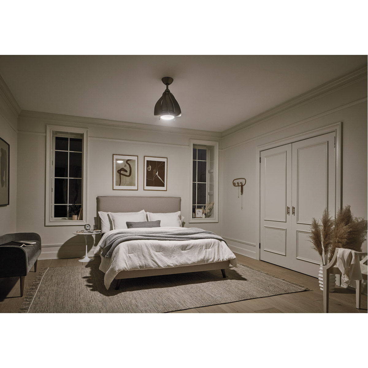 Terna 15 inch Brushed Nickel with Champagne Blades Ceiling Fan