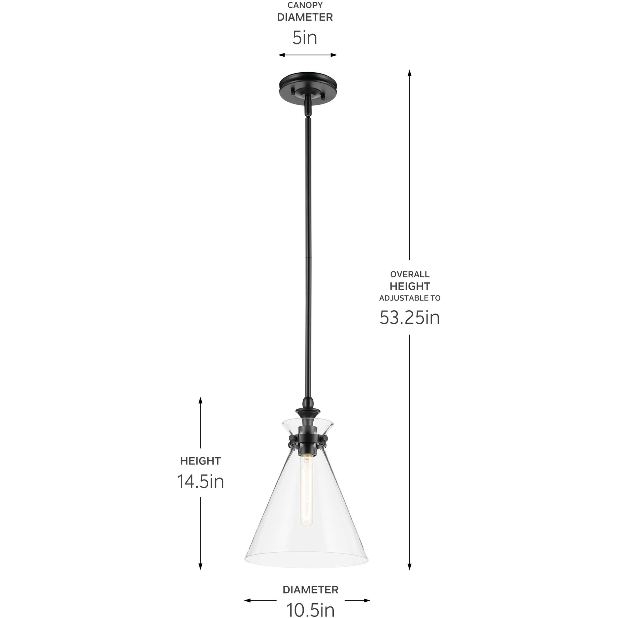 Laria 1 Light Black Pendant Ceiling Light in Clear