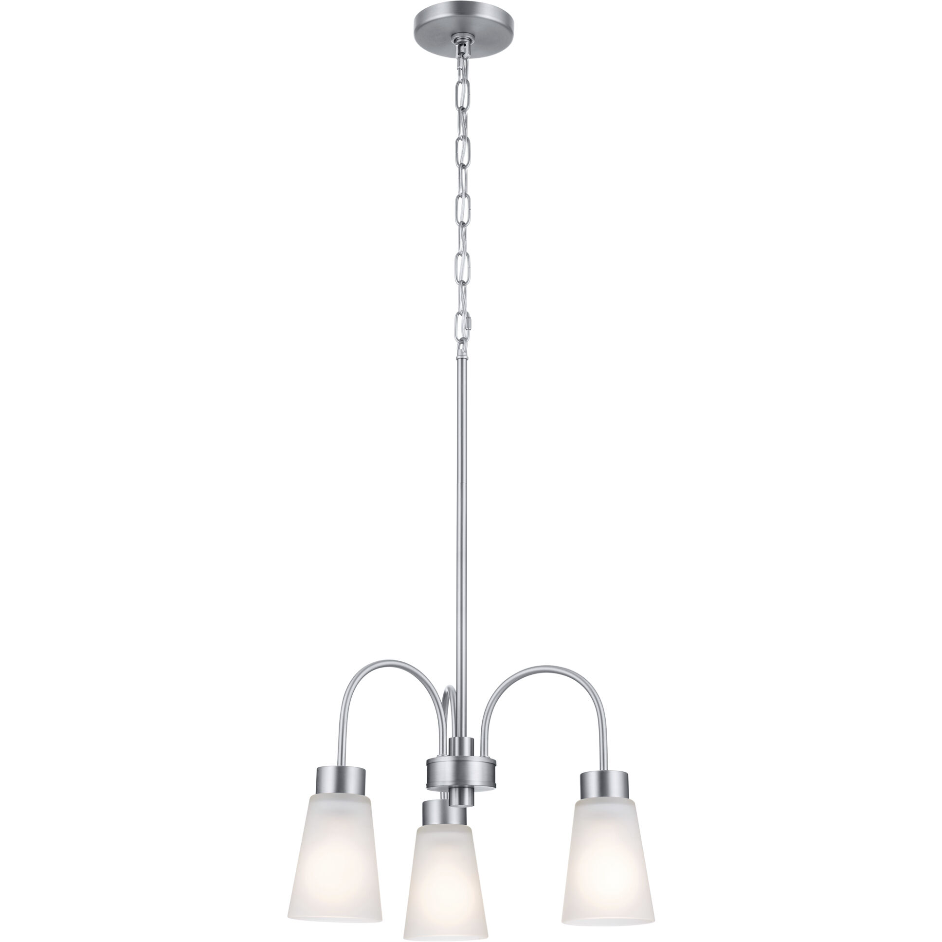 Erma 3 Light Brushed Nickel Chandelier Ceiling Light, Small, 1 Tier