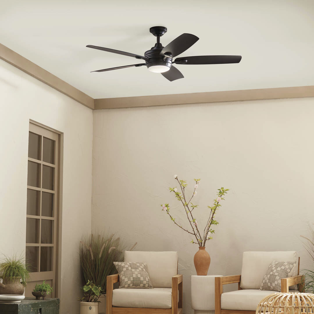 Tranquil 56 inch Satin Black with Black Blades Ceiling Fan