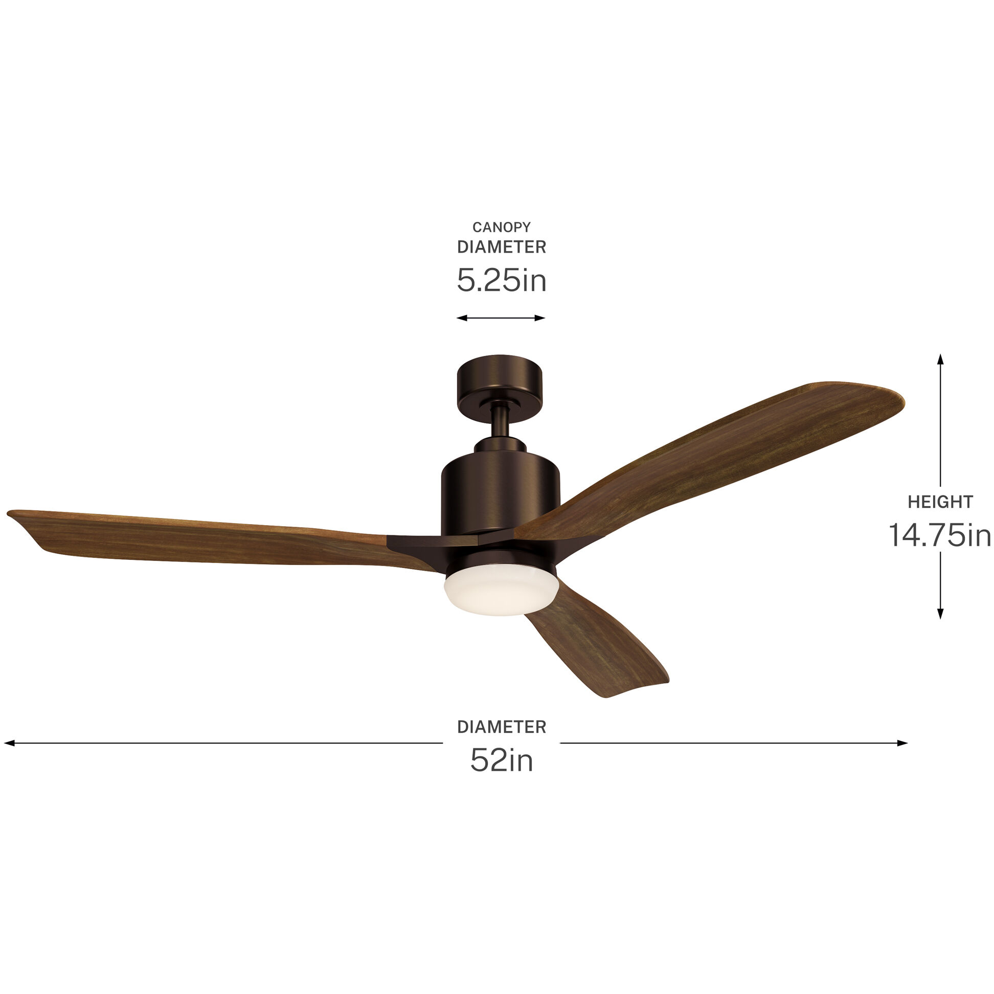 Ridley Ii 52 inch Oil Brushed Bronze with Walnut Blades Ceiling Fan