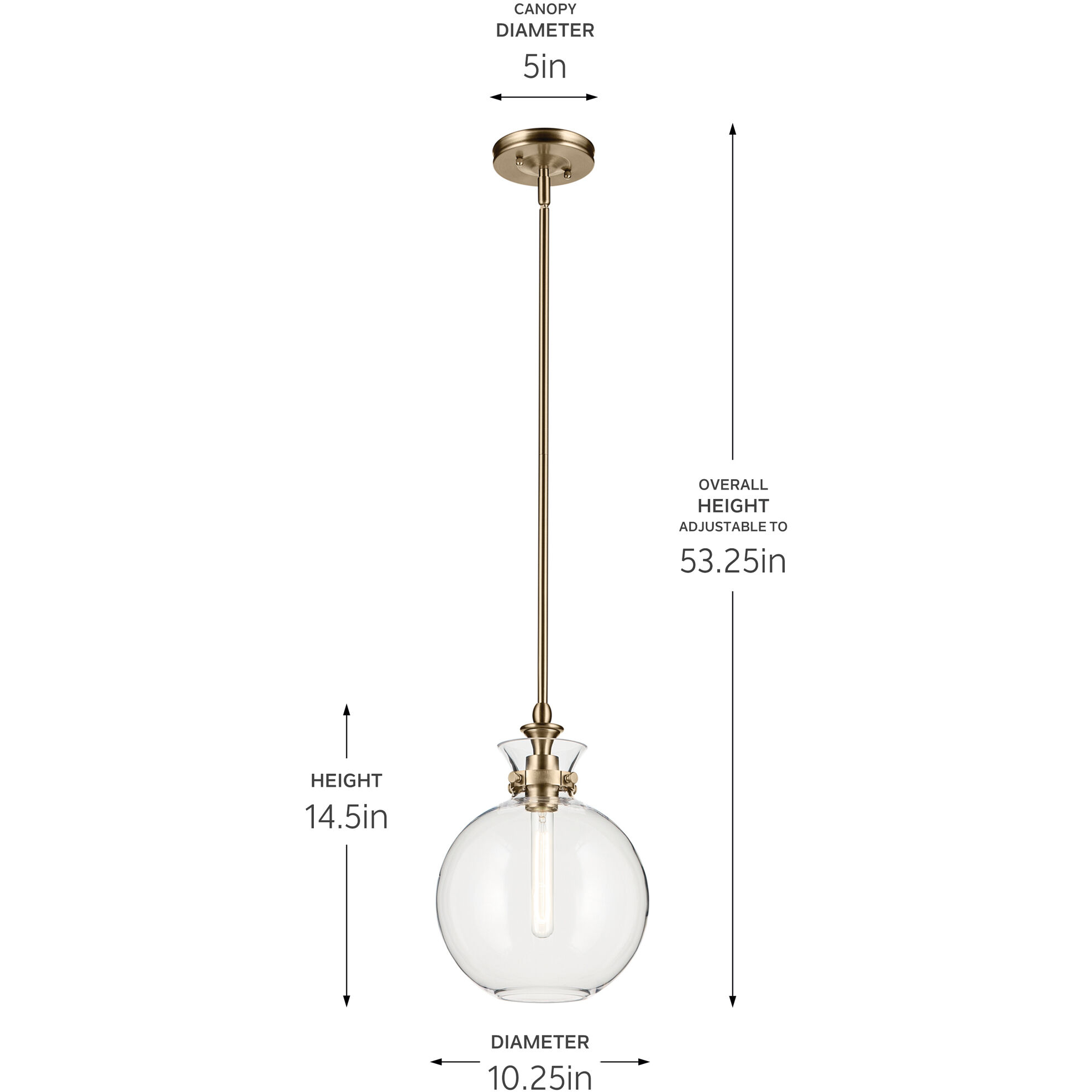 Laria 1 Light Champagne Bronze Pendant Ceiling Light in Clear