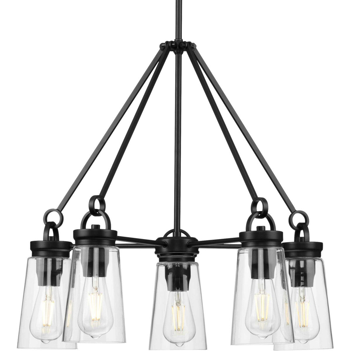 Stockbrace 5 Light 24 inch Matte Black Chandelier Ceiling Light