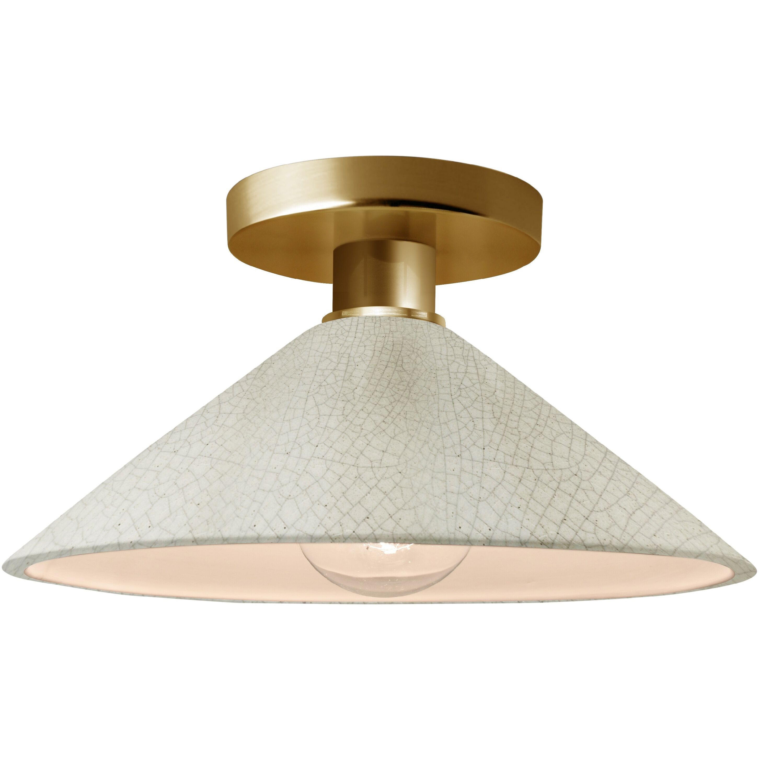 Radiance 1 Light 11.75 inch White Crackle and Polished Brass Semi Flush Ceiling Light