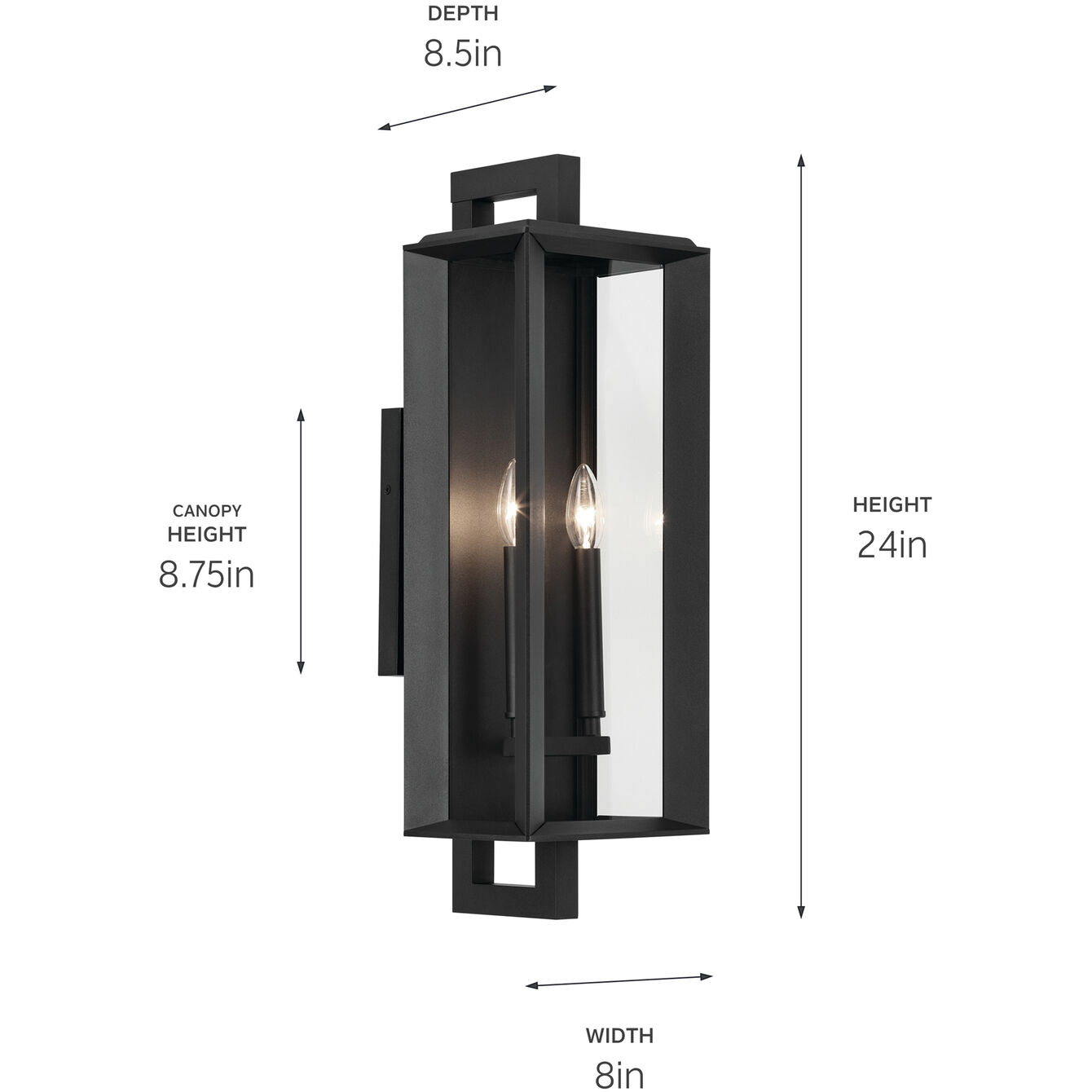 Kroft 2 Light 24 inch Black Textured Outdoor Wall, Large