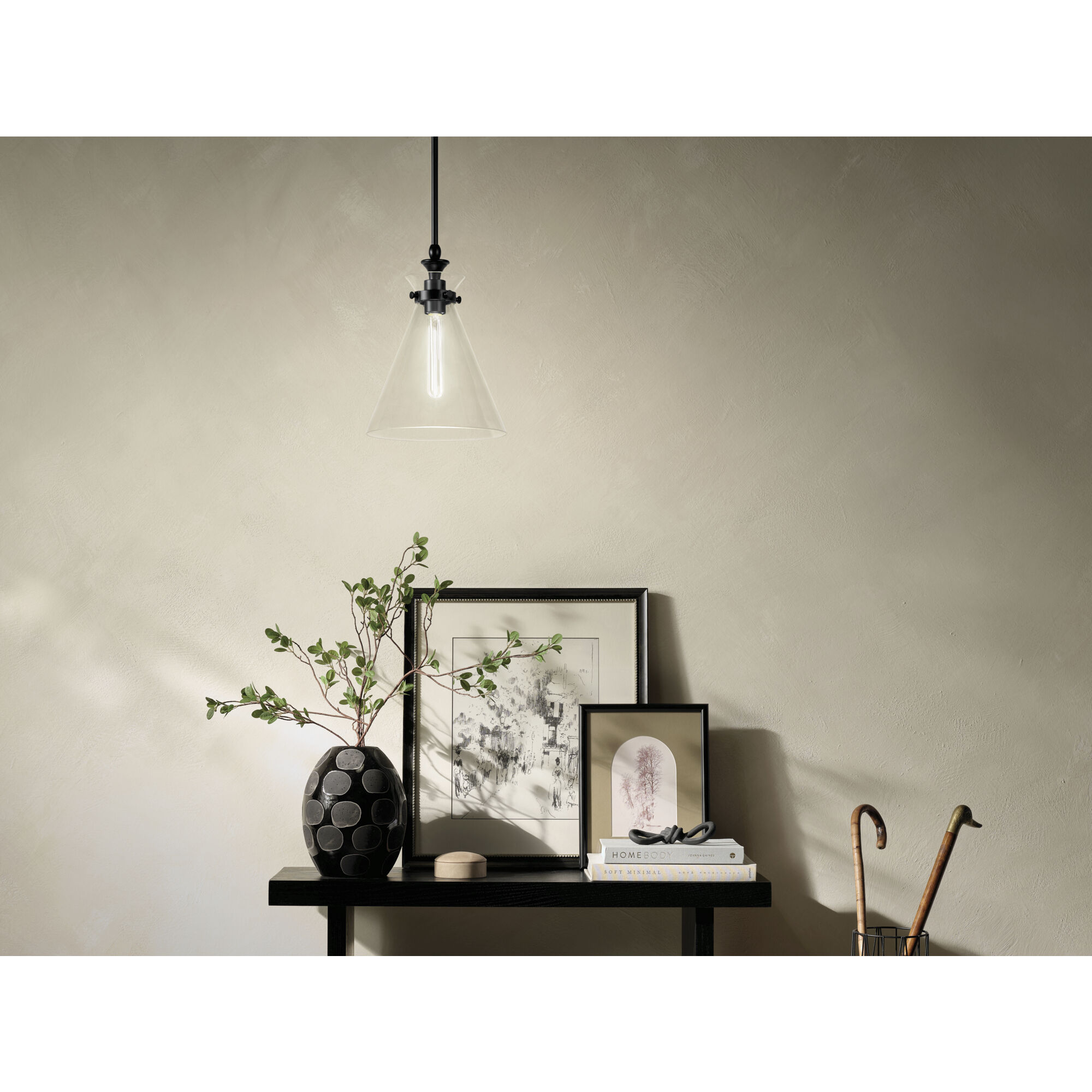 Laria 1 Light Black Pendant Ceiling Light in Clear