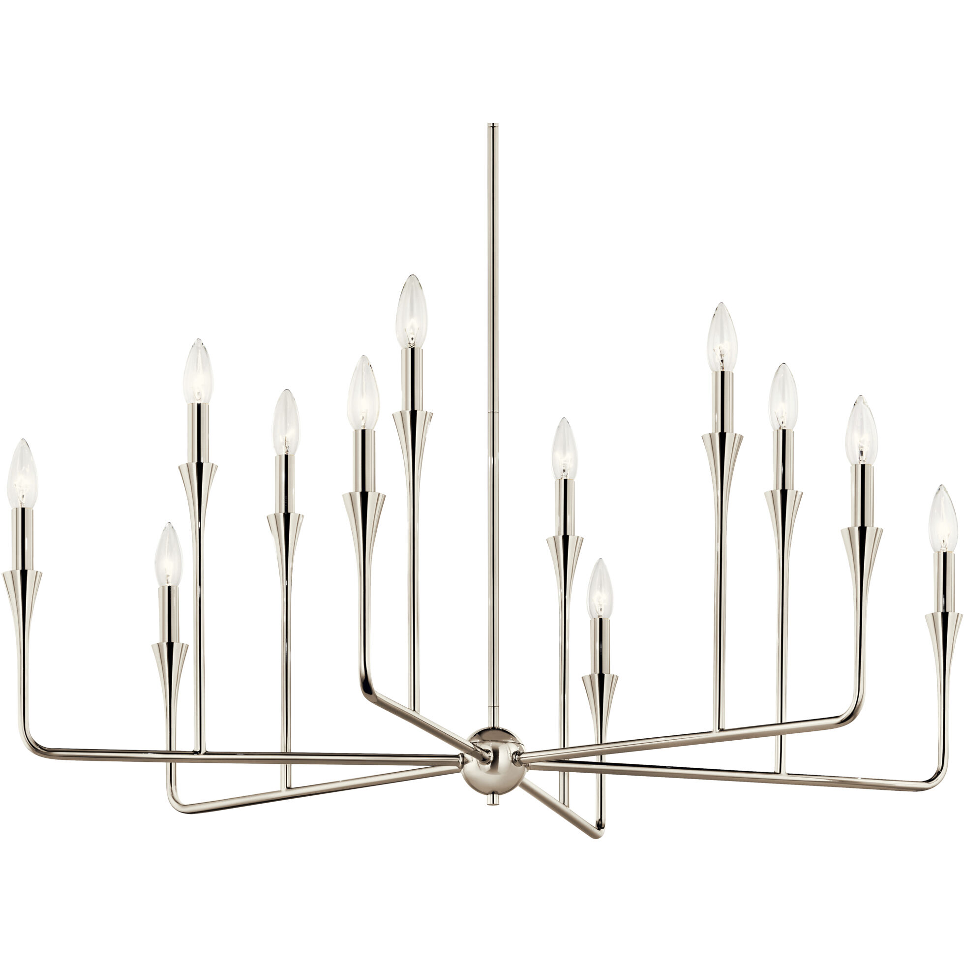 Alvaro 12 Light Polished Nickel Chandelier Multi Tier Ceiling Light, Multi Tier