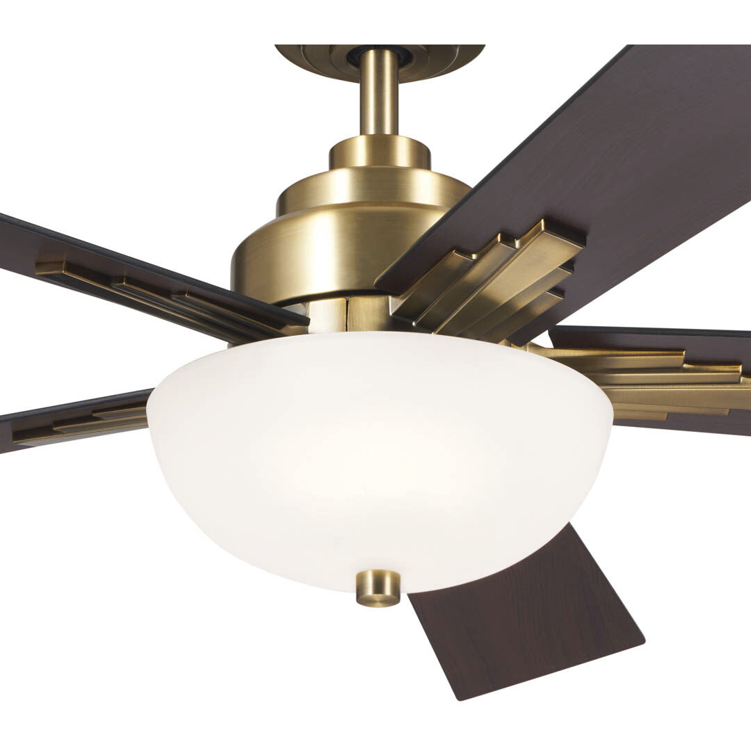 Vinea 52 inch Brushed Natural Brass with Black Blades Ceiling Fan