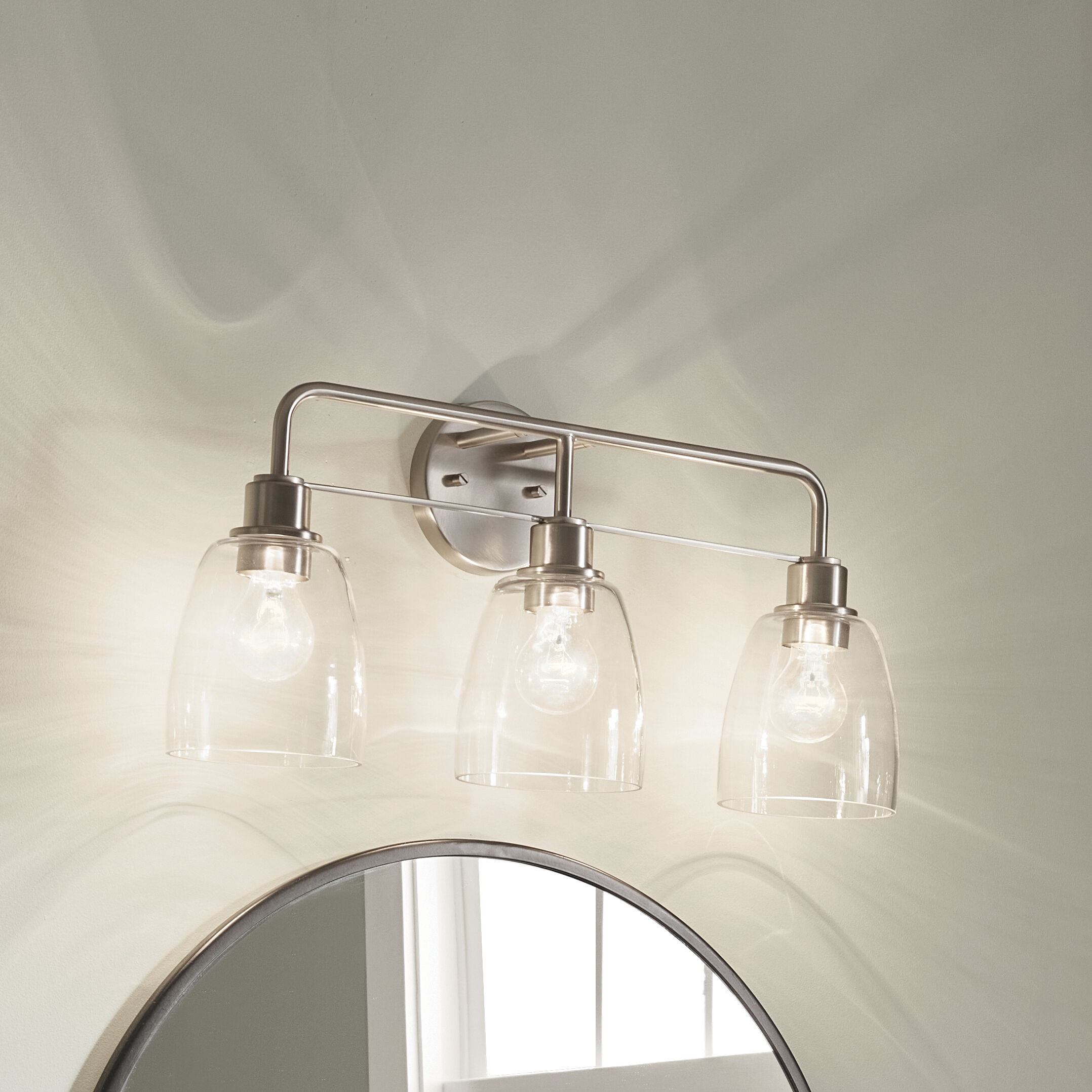 Meller 3 Light 24.25 inch Nickel Textured Bath Vanity Light Wall Light