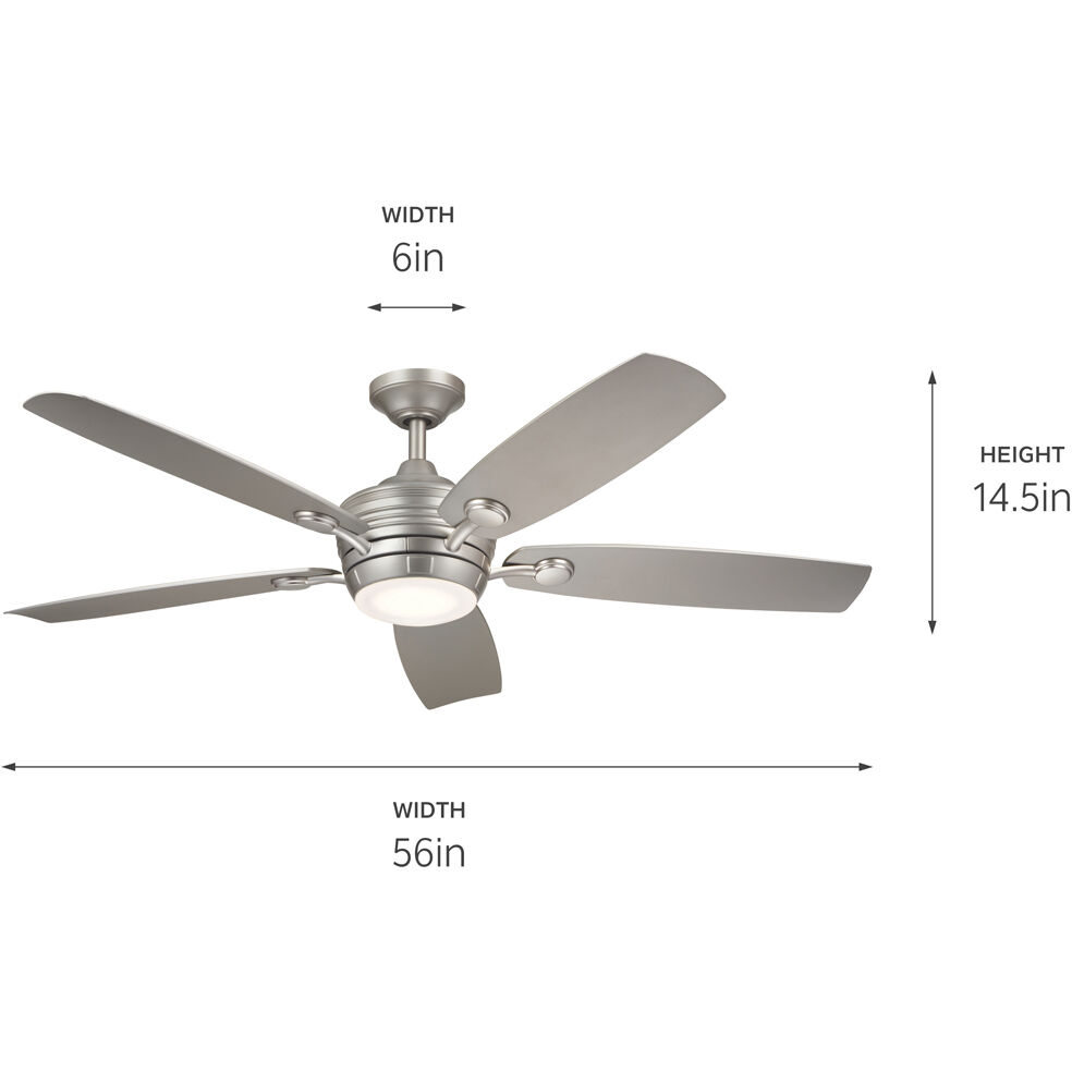 Tranquil 56 inch Brushed Nickel with Silver Blades Ceiling Fan