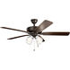 Basics Pro Premier 52 inch Satin Natural Bronze with Cherry Blades Ceiling Fan in 2700K, Clear Seeded