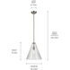 Everly 1 Light Brushed Nickel Pendant Ceiling Light